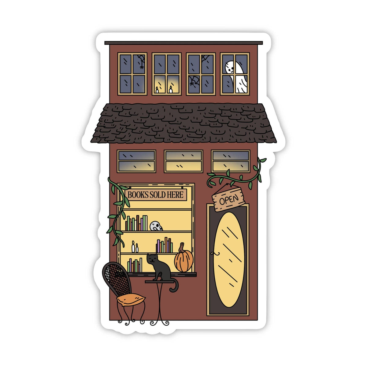 Haunted Bookstore Spooky Bookish Halloween Sticker