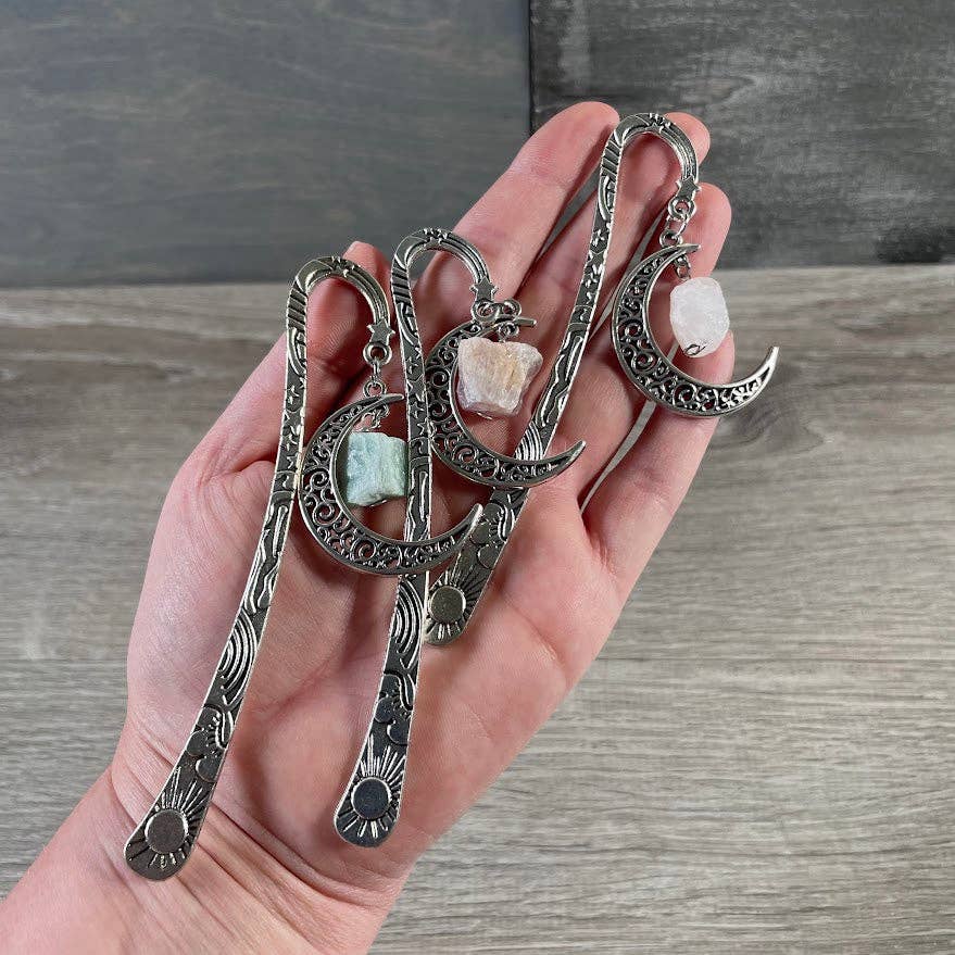 Gemstone Moon Bookmarks – Crystal Book Accessories