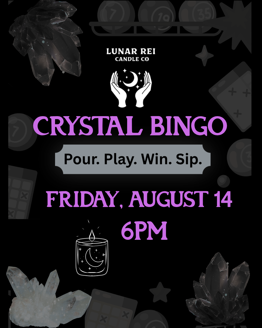 Crystal Bingo Pour Party August 14 6pm