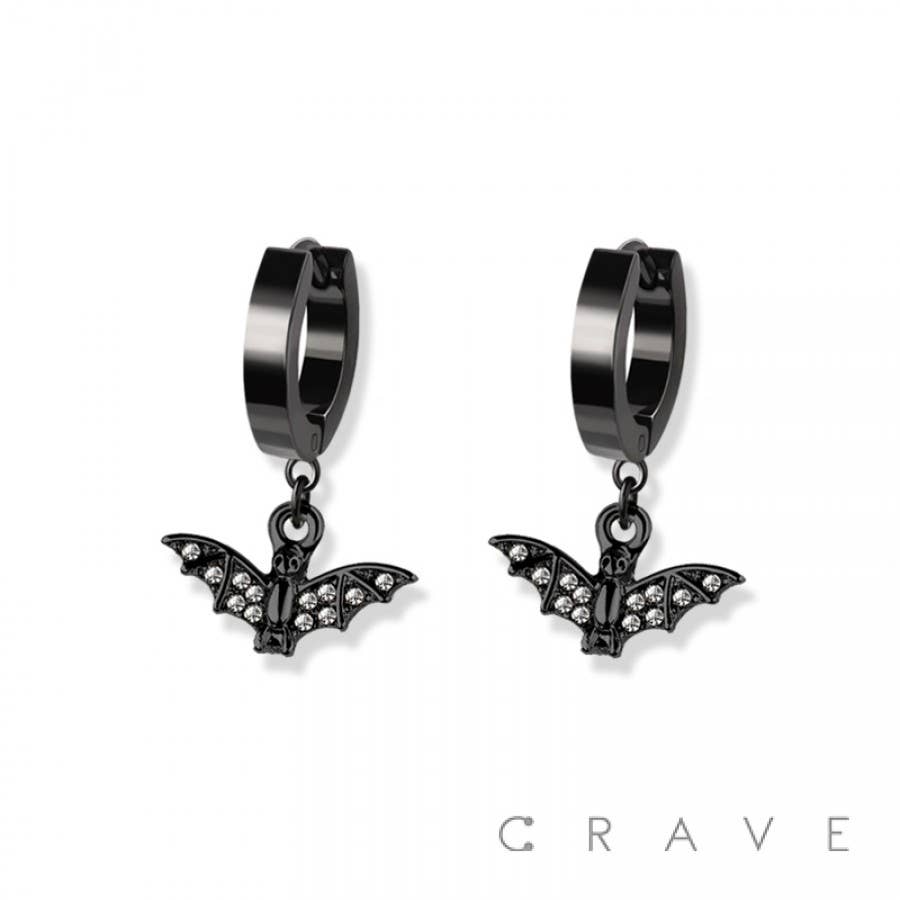 PAIR OF 316L STAINLESS STEEL HUGGIE/HOOP EARRINGS WITH GEM P