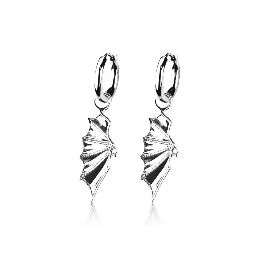 PAIR OF 316L STAINLESS STEEL EARRINGS WITH DRAGON WINGS