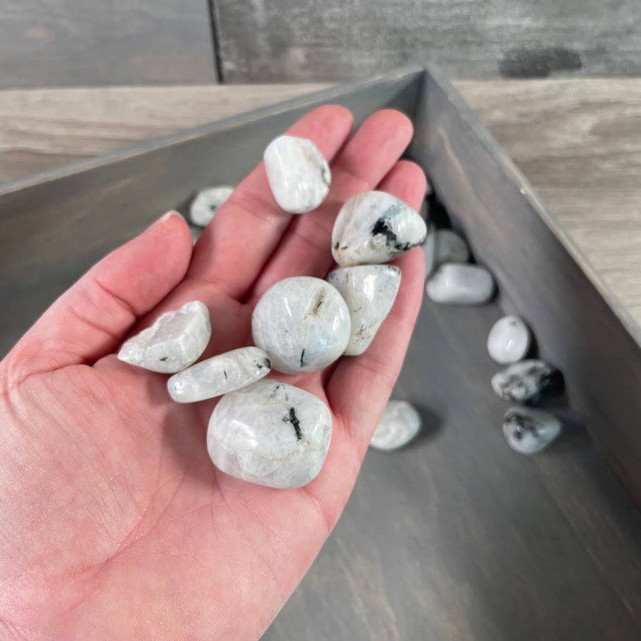 Rainbow Moonstone Tumbled Stones – 1 lb Bulk Lot for Crystal Shops