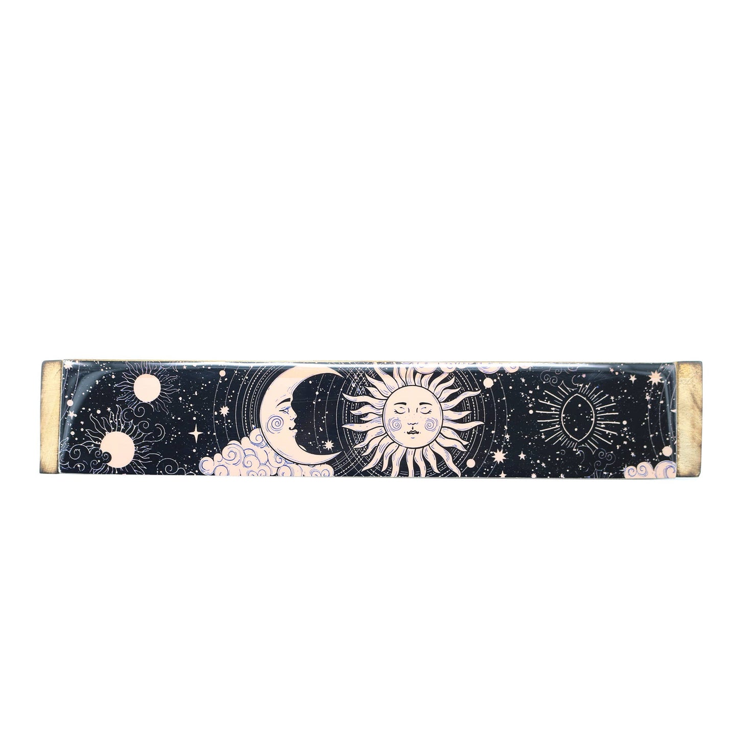 Incense Burner Box, Wooden - Sun & Moon Pink