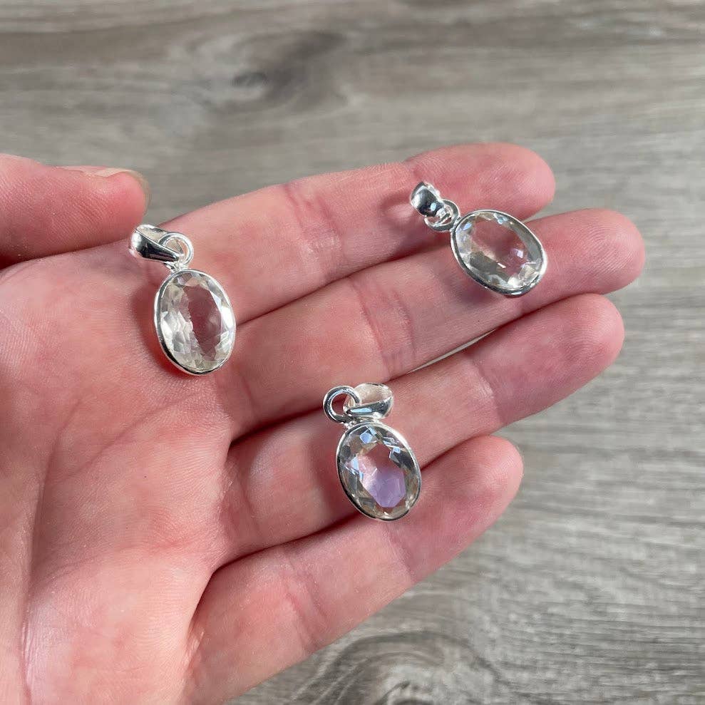 Sterling Silver Oval Gemstone Pendants - Assorted Crystal Jewelry Wholesale