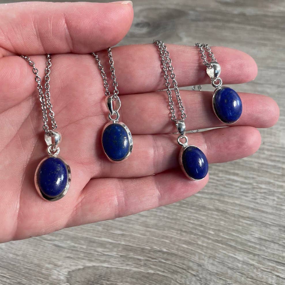 Sterling Silver Oval Gemstone Pendants - Assorted Crystal Jewelry Wholesale