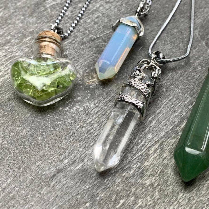 Assorted Gemstone Pendant Necklace with Stainless Steel Chain