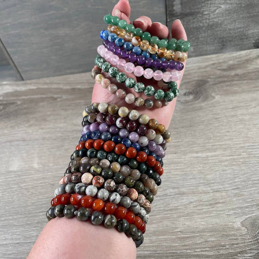 Gemstone Beaded Stretch Bracelets 6mm  – Bulk Jewelry