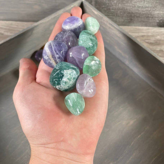 Colorful Fluorite Tumbled Stones Wholesale – 1 lb Bulk Pack