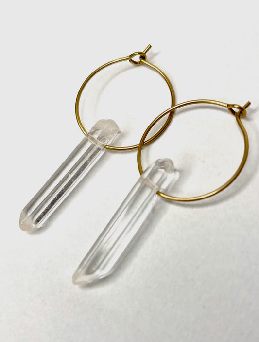 Quartz crystal point earrings