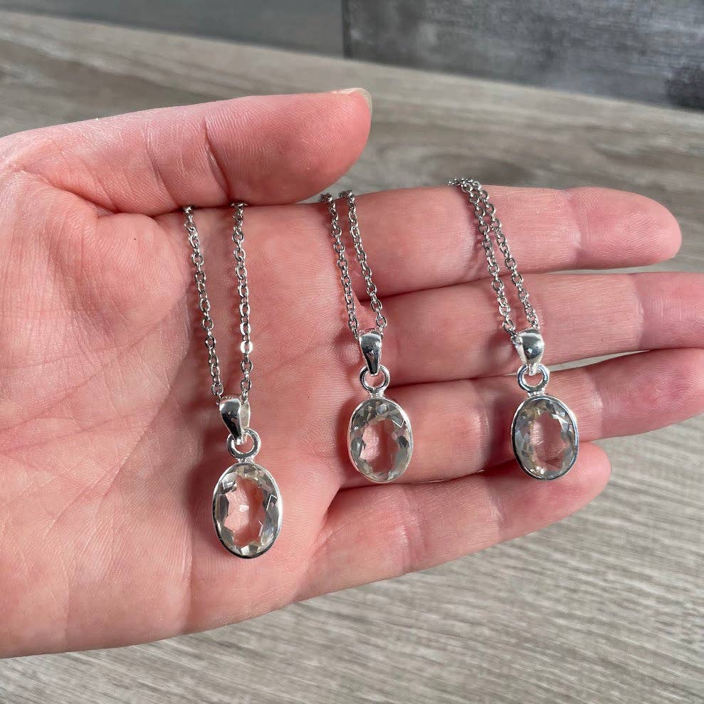 Sterling Silver Oval Gemstone Pendants - Assorted Crystal Jewelry Wholesale