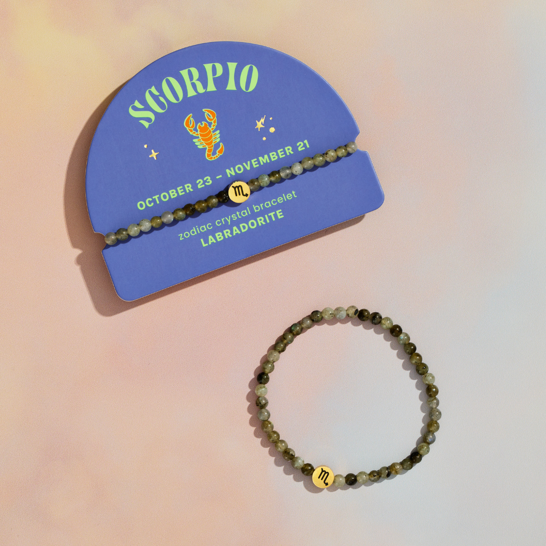 Scorpio Mini Zodiac Bracelet – 4mm Crystal Beads