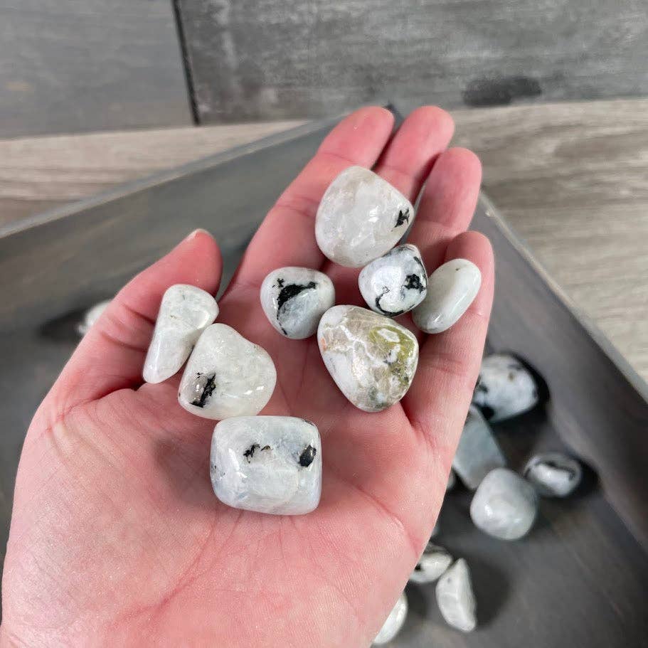 Rainbow Moonstone Tumbled Stones – 1 lb Bulk Lot for Crystal Shops