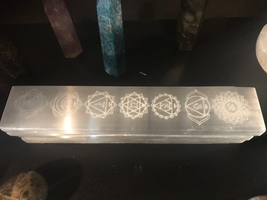 Selenite chakra affirmations bar