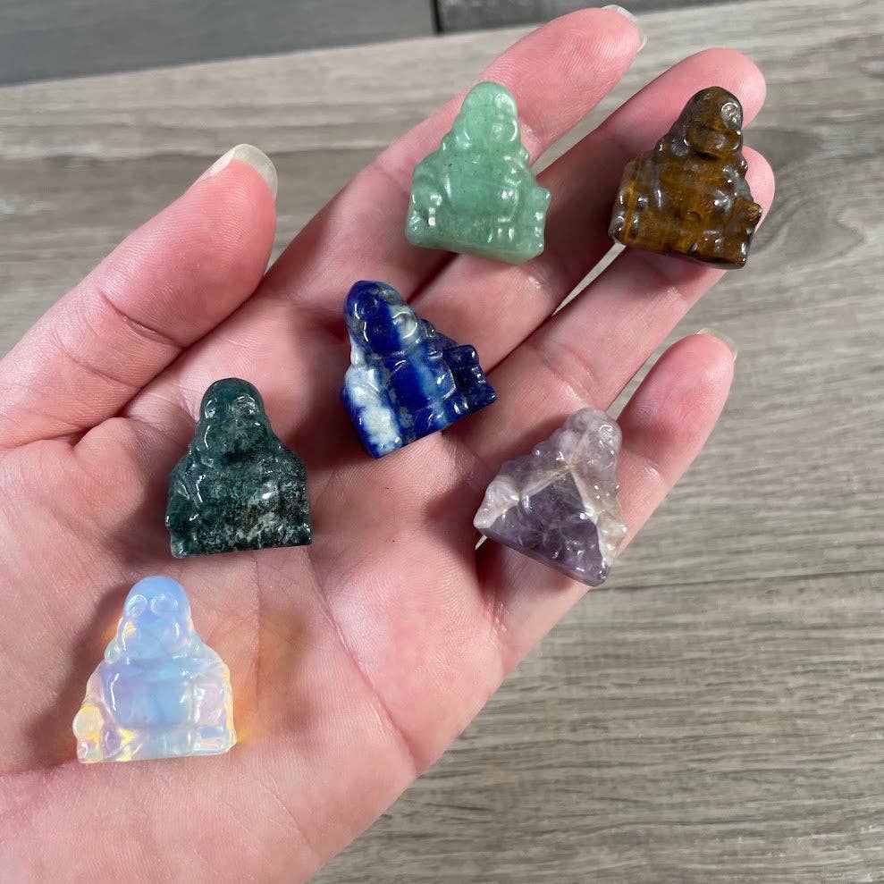 Gemstone Buddha Figurines Small – Assorted Crystal Statues