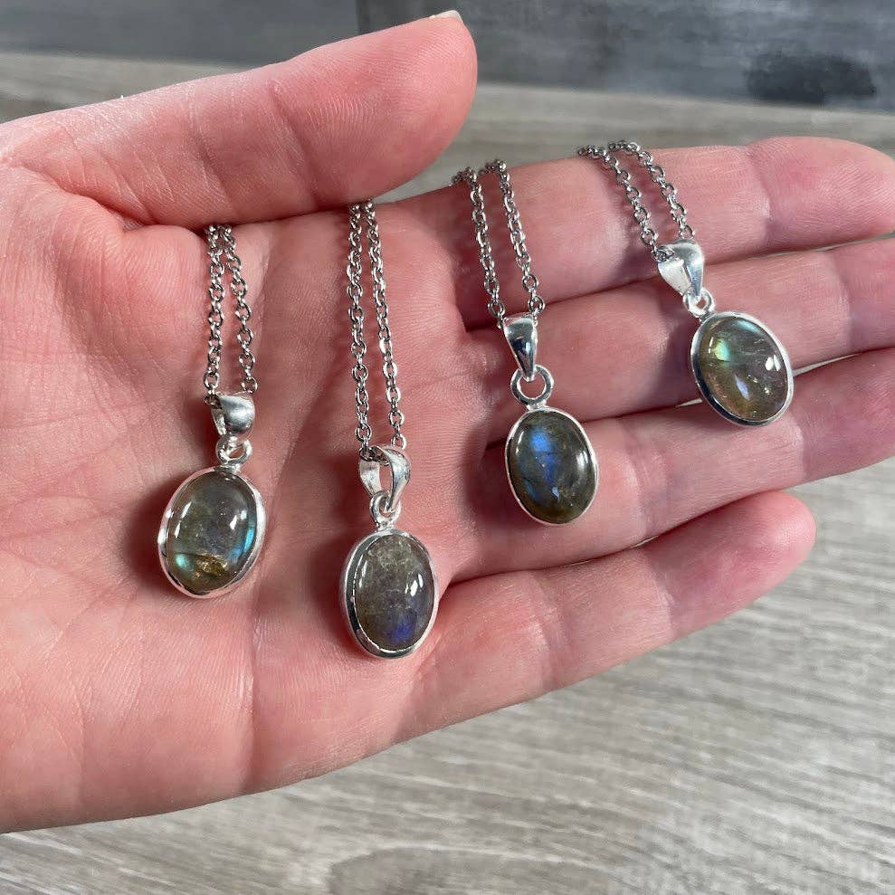 Sterling Silver Oval Gemstone Pendants - Assorted Crystal Jewelry Wholesale
