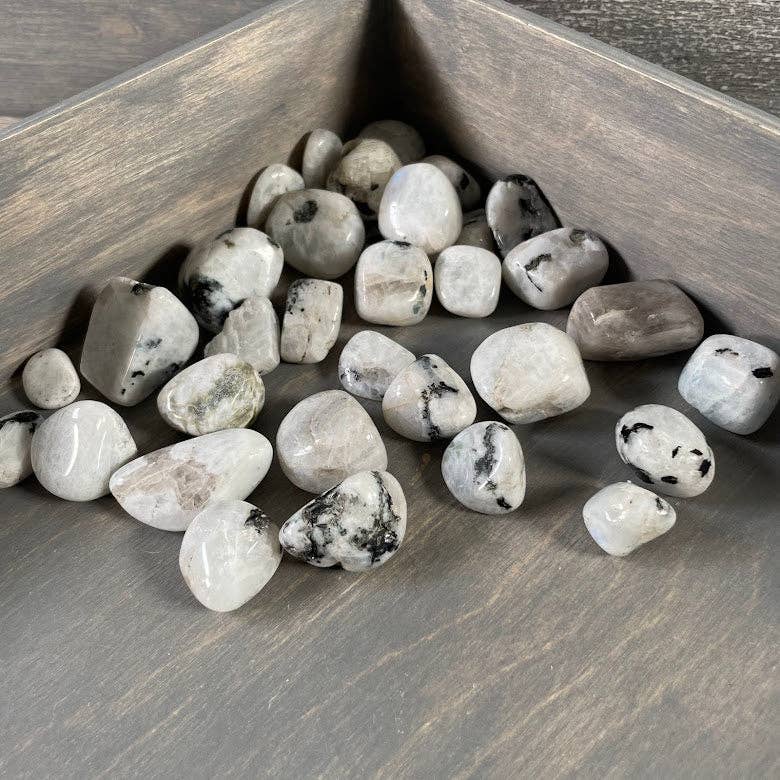 Rainbow Moonstone Tumbled Stones – 1 lb Bulk Lot for Crystal Shops
