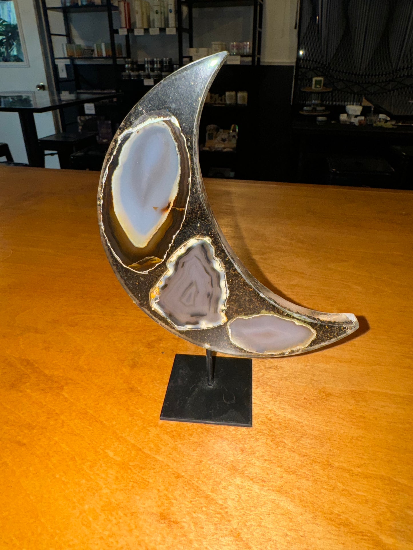 Agate Moon with Stand