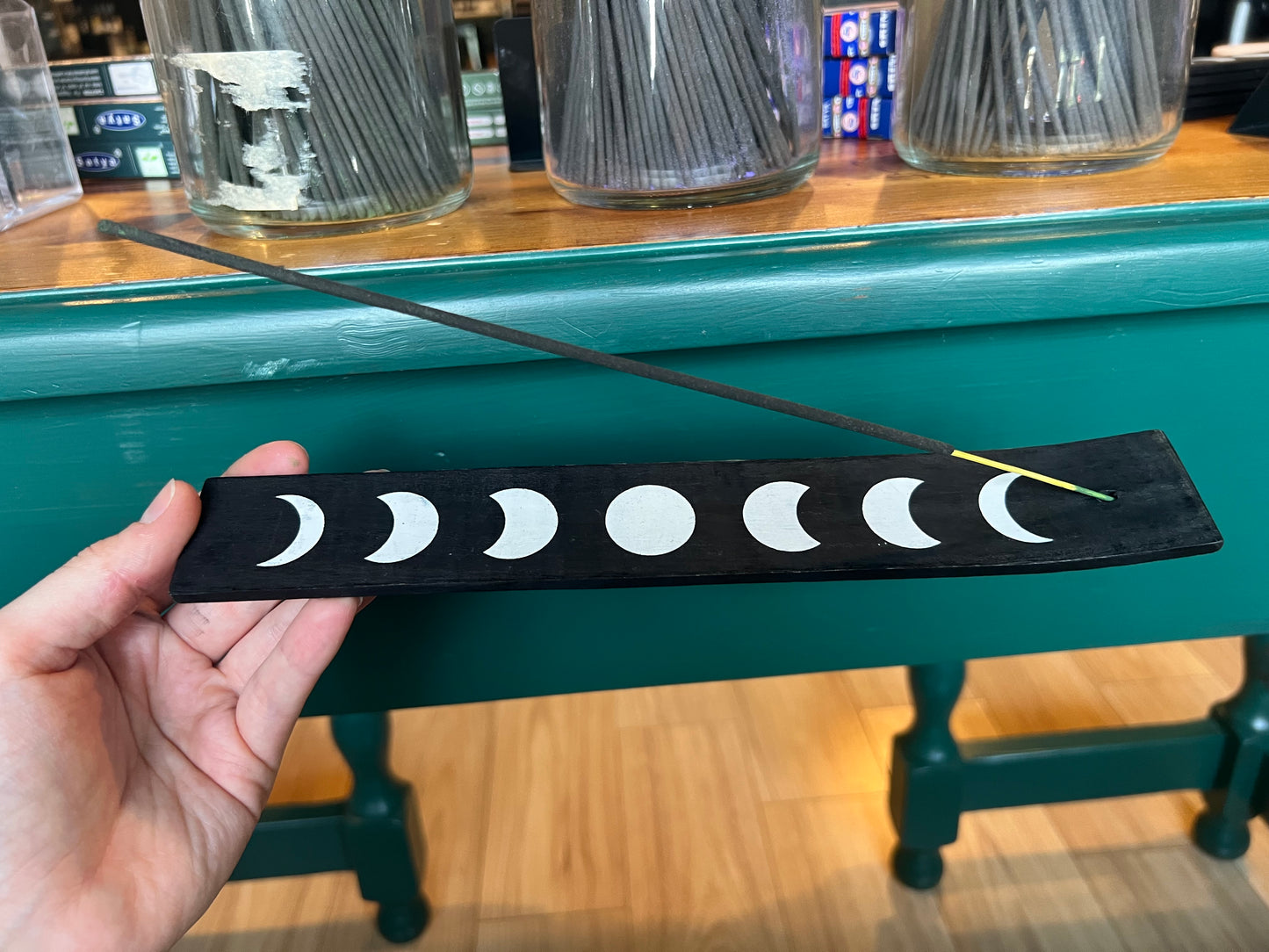 Moon phase incense holder