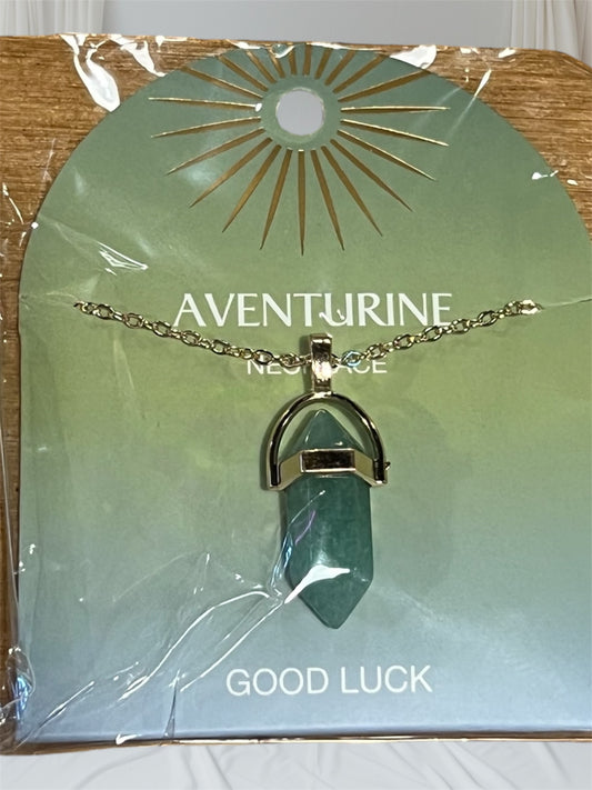 Aventurine Gold Chain Necklace