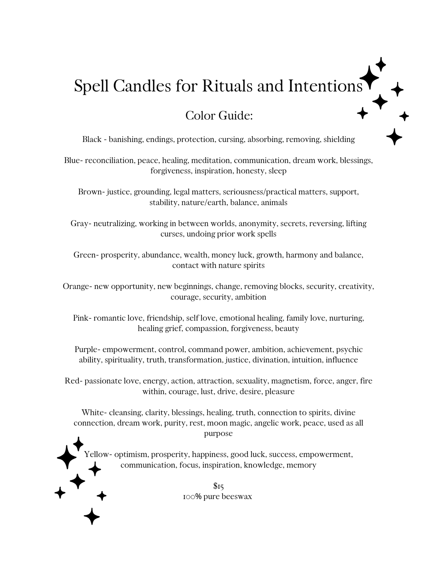 Spell candles for rituals and intentions - 100% beeswax