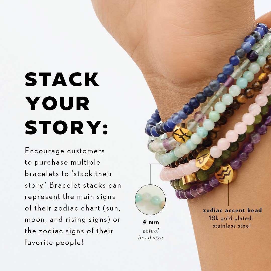 Taurus Mini Zodiac Bracelet – 4mm Crystal Beads