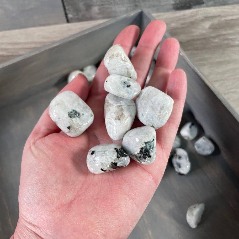 Rainbow Moonstone Tumbled Stones – 1 lb Bulk Lot for Crystal Shops