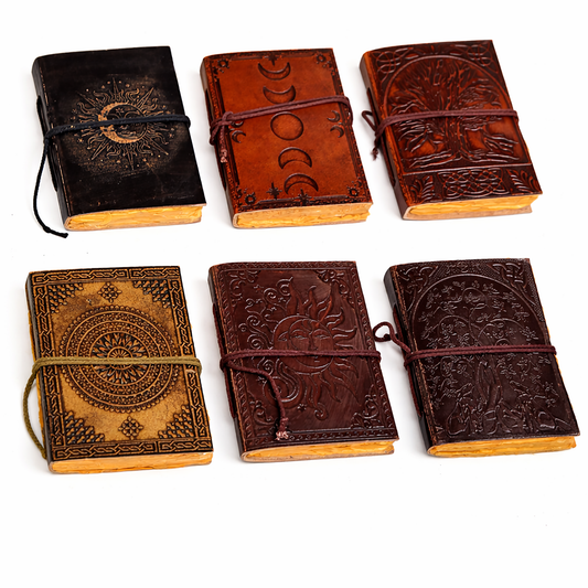 Leather Journal, Embossed String-Tie (3 x 4 in.)