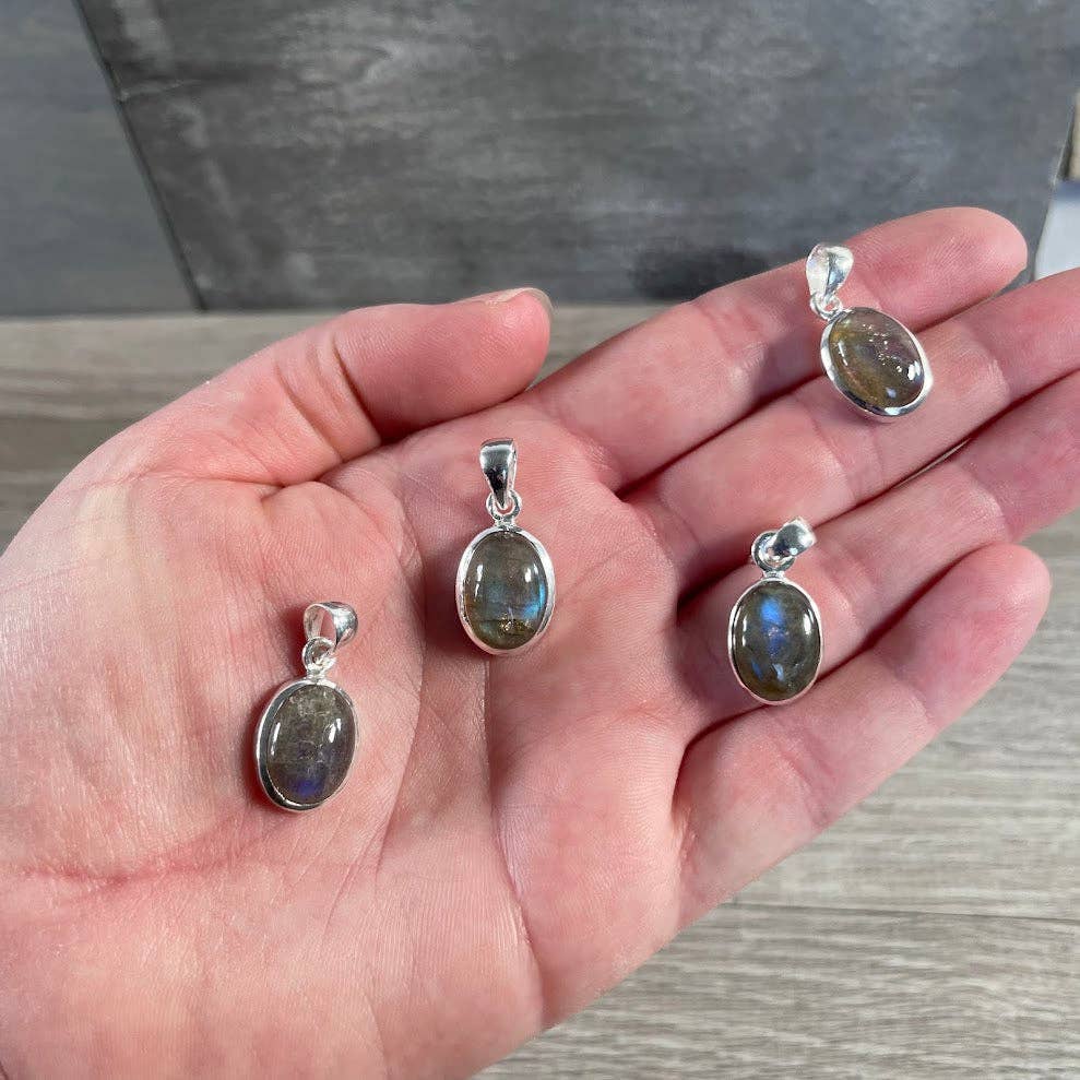 Sterling Silver Oval Gemstone Pendants - Assorted Crystal Jewelry Wholesale