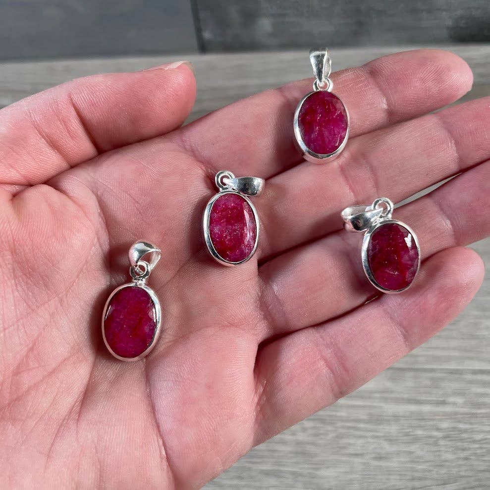 Sterling Silver Oval Gemstone Pendants - Assorted Crystal Jewelry Wholesale