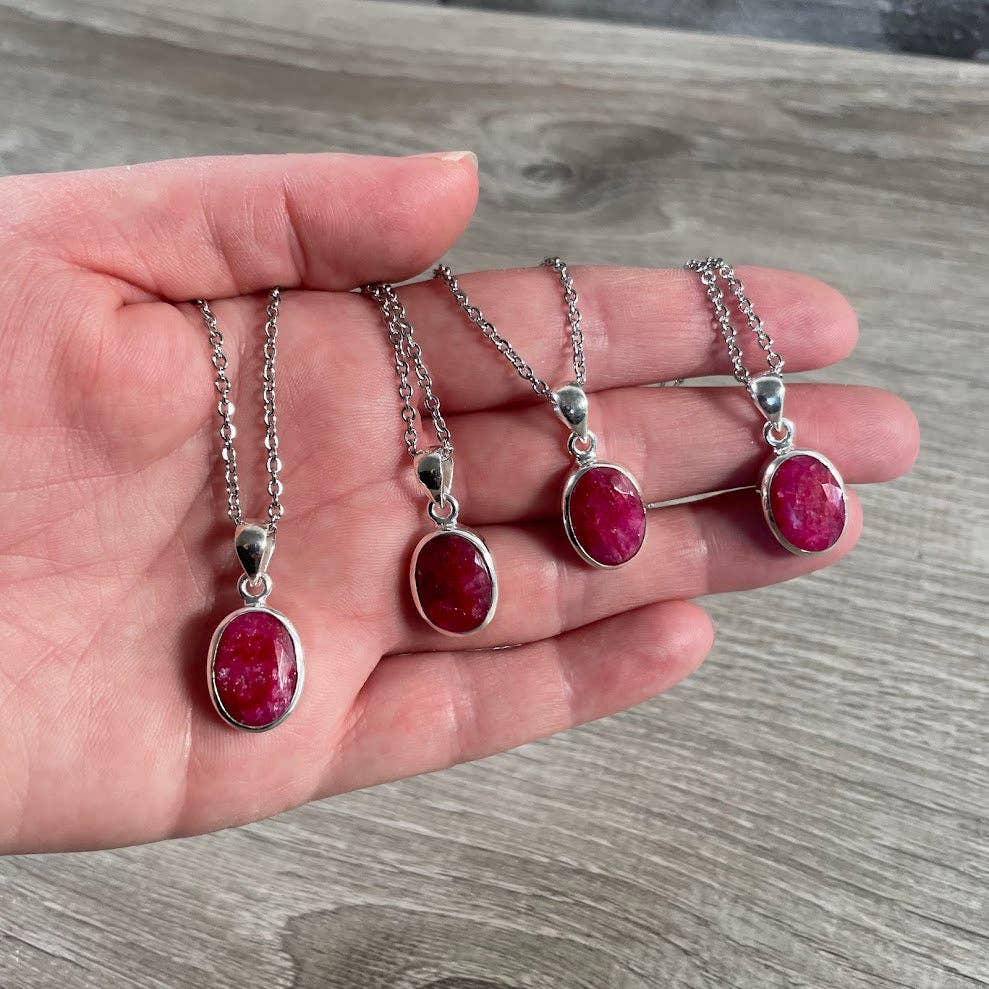 Sterling Silver Oval Gemstone Pendants - Assorted Crystal Jewelry Wholesale
